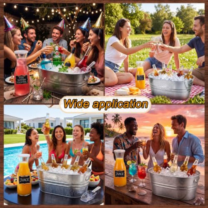 2 Pack Large Galvanized Ice Buckets for Parties and Events - 3 Gallon Capacity