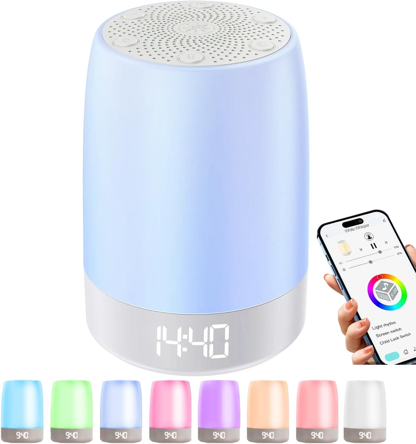 Teen Sound Machine - White Noise Machine with 32 Soothing Sounds & Bluetooth Speaker | Alarm Clock with Night Light for Kids