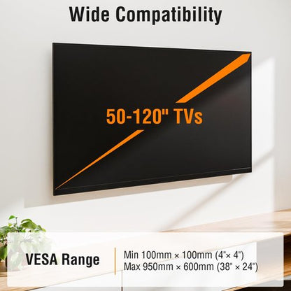 ELIVED Heavy Duty TV Mount for Most 50-120 Inch tvs Up to 220 lbs, Fixed Wall Mount Fits 16"/24"/ 32"/36" Studs, Low Profile TV Bracket up to VESA 950x600mm, 1.1" Space Saving