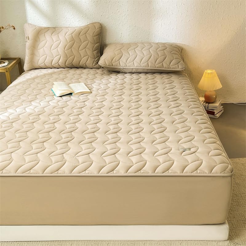Brown Mattress Protector Fitted Deep Pocket 11 Inch - Washable King Size