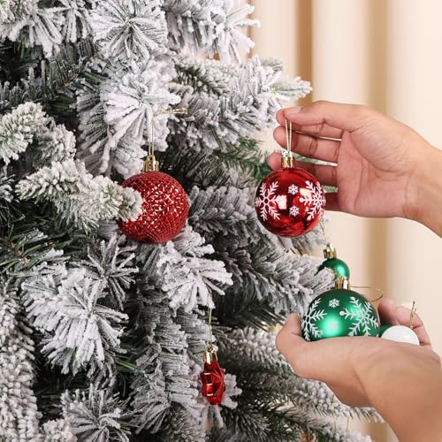 Christmas Ornaments Set 44pcs Red Green White Shatterproof Holiday Decorations