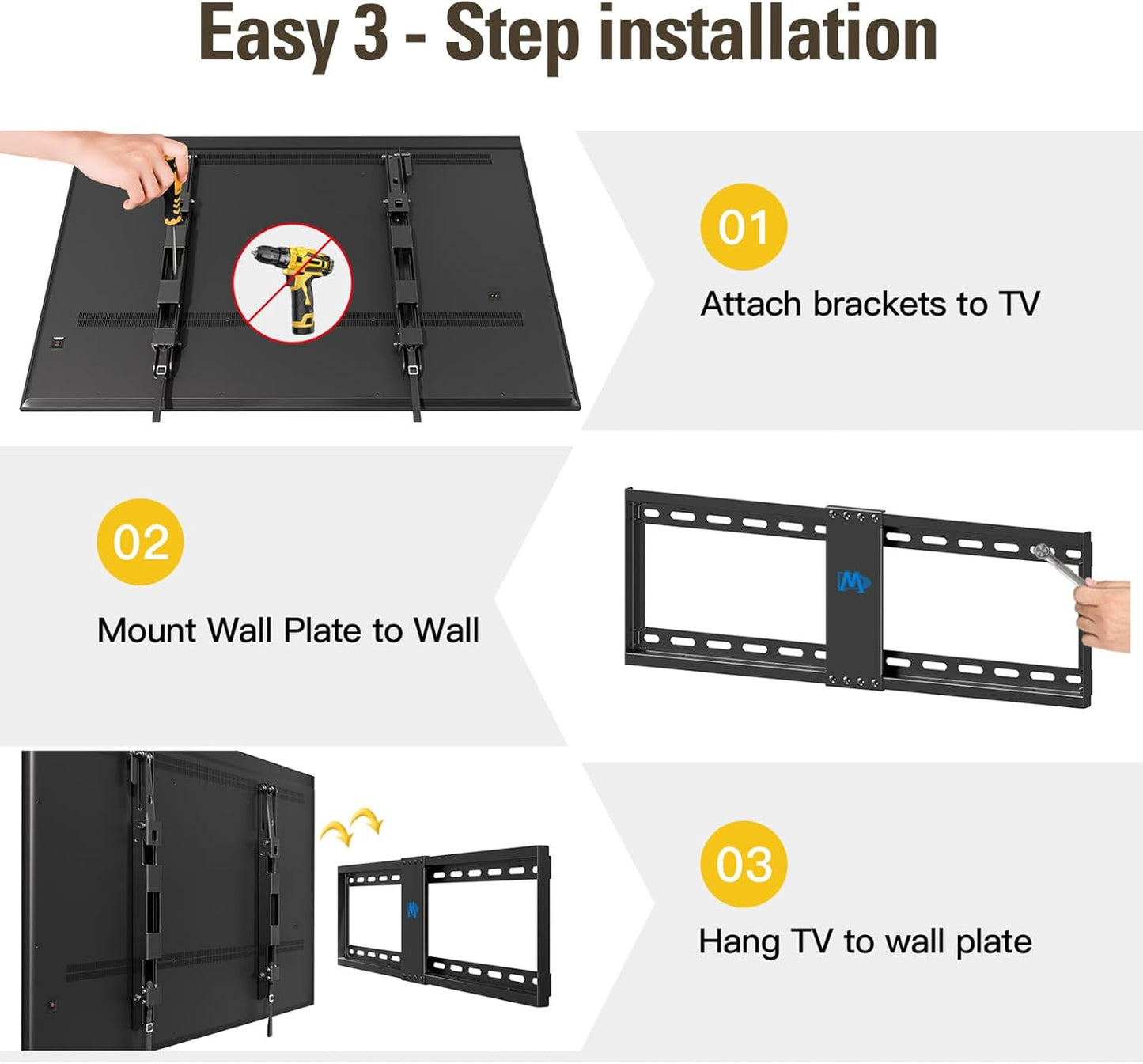 Mounting Dream Tilt TV Wall Mount - Fits 42-70 Inch TVs | Tilts Up to 20° | VESA 200x100 to 600x400mm | 132 lbs Capacity