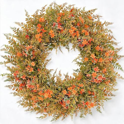 Large Artificial Fall Wreath for Front Door - 26 Inch Autumn Decor