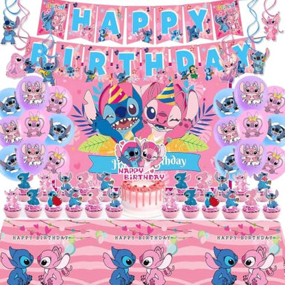 Stitch Birthday Party Supplies Set - Balloons, Banner, Backdrop, Cake Toppers & More