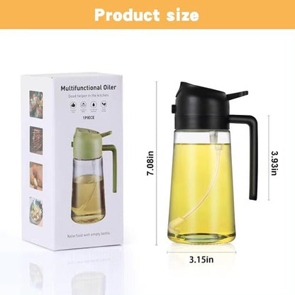 Glass Oil Spray Bottle by [Brand Name] - 16oz Refillable Olive Oil Dispenser | Fine Mist & Stream, Leak-Proof - Black