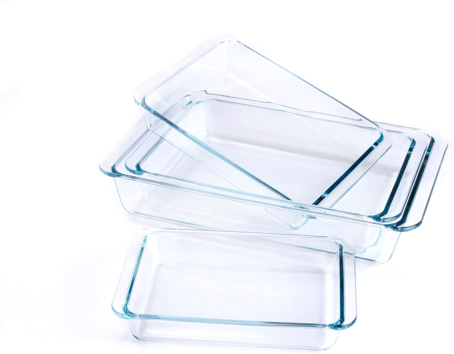Tempered Glass Baking Pan Set by Basic | 4-Piece Oven & Microwave Safe Dish Set - 1L, 1.7L, 2.8L, 4.2L