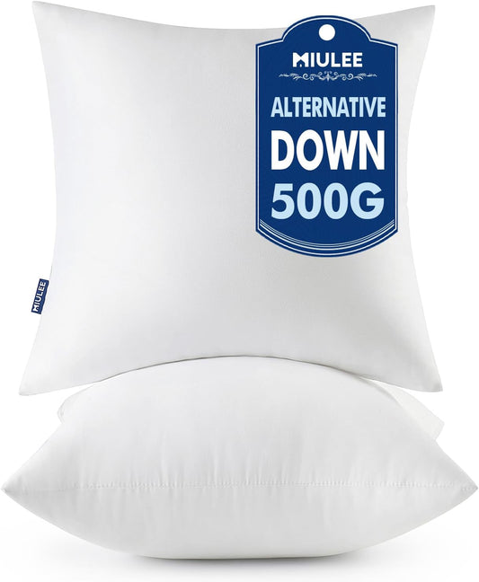 MIULEE Throw Pillow Inserts - Pack of 2 | 18x18 Inch | 100% Virgin Fiber Filling for Bed & Couch