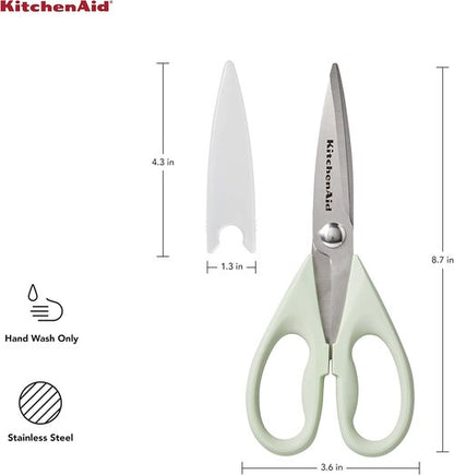 KitchenAid All-Purpose Kitchen Shears - Durable Stainless Steel Scissors with Soft Grip Handle | 8.72 Inch, Pistachio (Pack of 2)