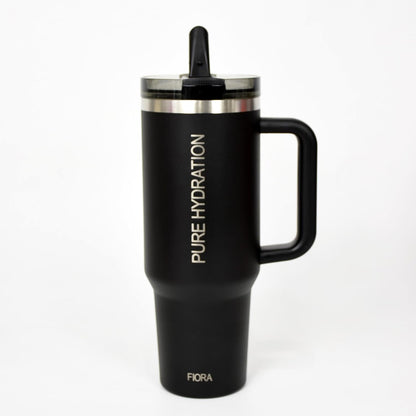 Skiennix 40oz Insulated Tumbler - Stainless Steel, Leakproof Lid, Handle & Straw - Black 2025 Model