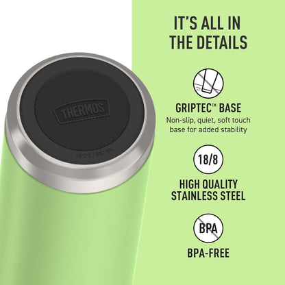THERMOS Icon Series Water Bottle - 18 Ounce Stainless Steel, Vacuum Insulated with Spout - Lime Color
