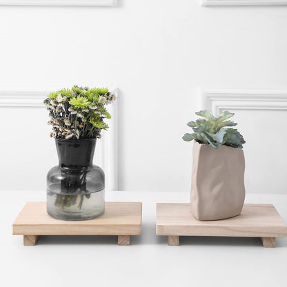 Zoocatia Small Wood Tray - Decorative Pedestal Stand for Farmhouse Bathroom Decor | 9" x 5.9" Burlywood