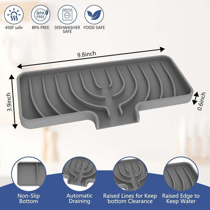 Skiennix Silicone Sponge Holder - Self-Draining Kitchen Sink Caddy | Gray, 10"x4" Soap Tray