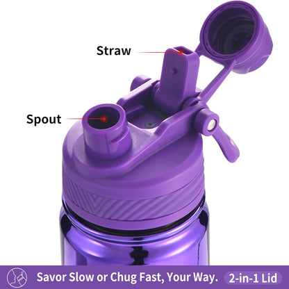 Mininoo 24 oz Insulated Water Bottle - BPA-Free, Leak-Proof Design with 2-in-1 Straw & Spout Lid | Violet Pulse
