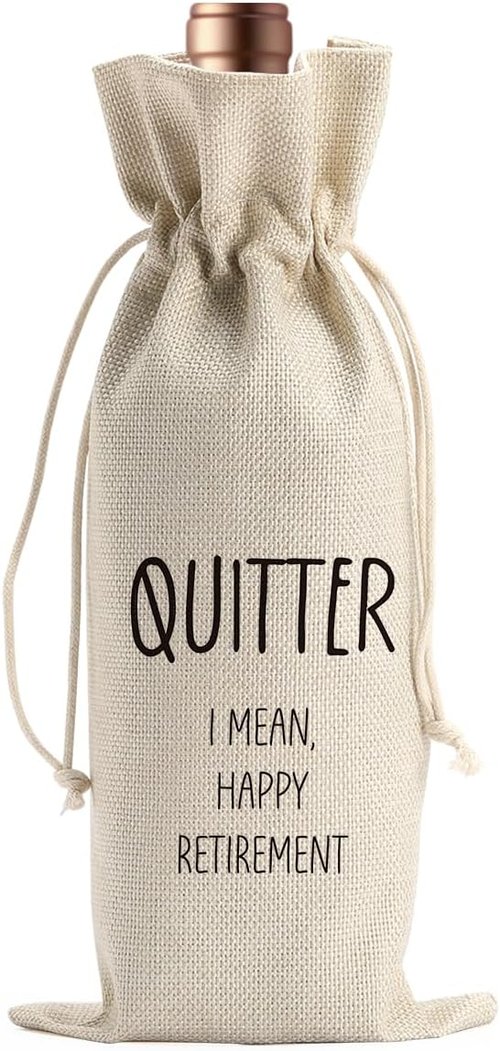 Funny Retirement Wine Gift Bag Retired Gifts for Women Men Farewell Goodbye Going Away Gifts for Mom Dad Boss Friends Teacher Nurse Coworker Colleague Quitter Wine Bags for Wine Bottles Gifts