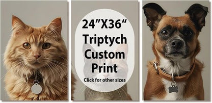 Custom Triptych Canvas Prints - Personalized Wall Art with Your Photos | Unframed 24x36 Set of 3