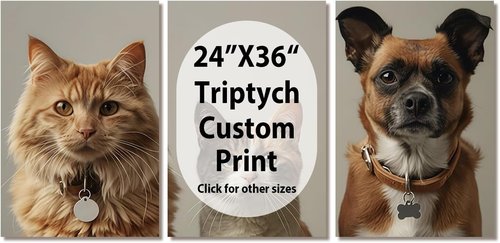 Custom Triptych Canvas Prints - Personalized Wall Art with Your Photos | Unframed 24x36 Set of 3