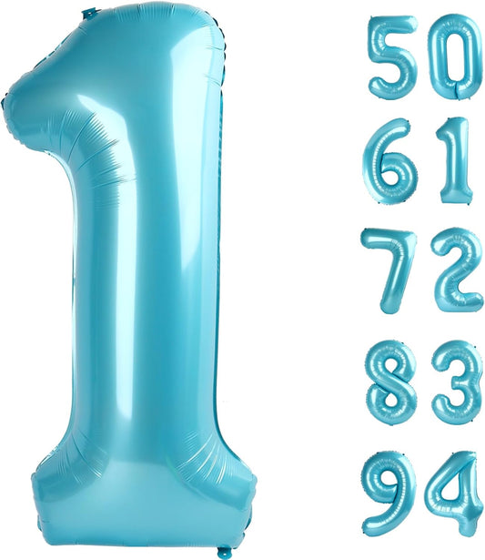 Pearlescent Blue 40-Inch Number 1 Balloon - Perfect First Birthday Decoration for Boys & Girls