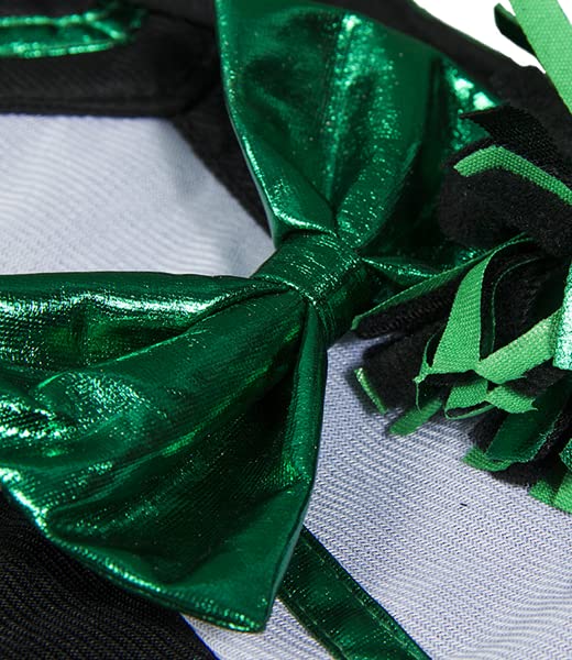 Metallic Green and Black Cheerleader Doll Costume Set for 14-18 Inch Plush Toys