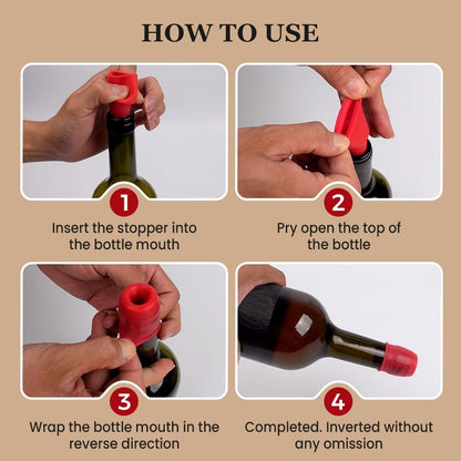 Silicone Wine Stopper for Wine Bottles, 2026 Upgrade Reusable Wine Stoppers for Wine Bottles, Seal Bottle Cover for Beer Champagne, Glass Bottle Sealer Covers Wine Stoppers for Home Use (4)