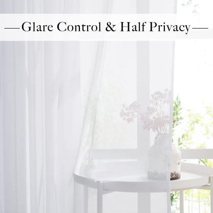RYB HOME White Sheer Curtains 96 inches Long 4 Panels Set for Living Room, Light Filtering Voile Window Drapes with Grommet for Bedroom, W 54" x L 96"