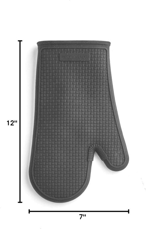 Harman Silicone Oven Mitt - Textured Design for Superior Grip | 7" x 12" - Black