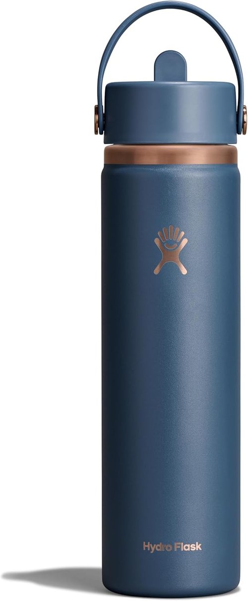 Hydro Flask Water Bottle - Insulated Stainless Steel - Leakproof Wide Straw Lid | 24 Oz Harbor Blue Arc