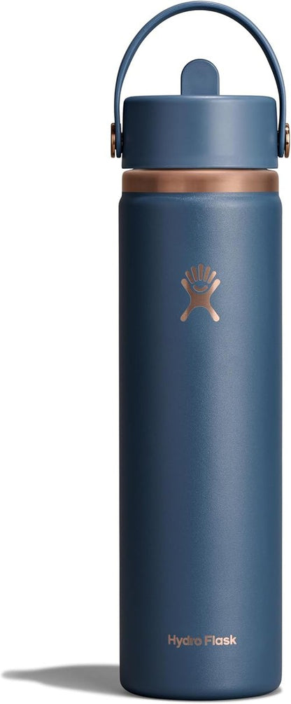 Hydro Flask Water Bottle - Insulated Stainless Steel - Leakproof Wide Straw Lid | 24 Oz Harbor Blue Arc