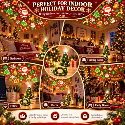 Christmas Projector Light - USB Powered Ceiling Projection with 6 Patterns - Red Variation