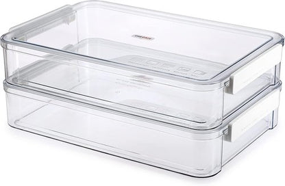 BTSKY Plastic Storage Containers - 2 Pack with Lids for A4 Files & Art Supplies | Stackable, Portable, White