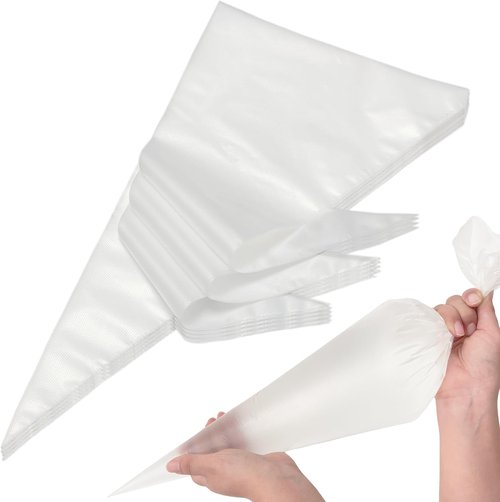 HOMIOVE 100-Pack Disposable 18-Inch Pastry Piping Bags - Thick, Anti-Burst Tipless Icing Bags for Cupcakes, Cakes, Cookies
