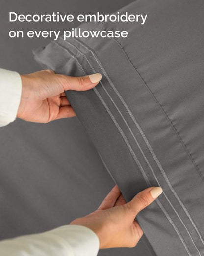 Full XL Bed Sheet - 4 Piece Full XL Bed Sheets Set - Soft, Breathable & Cooling - Hotel Luxury Bedding for Women, Men, Kids, Teens, Boys & Girls - Deep Pockets, Comfy, Fade & Wrinkle Free - Dark Grey