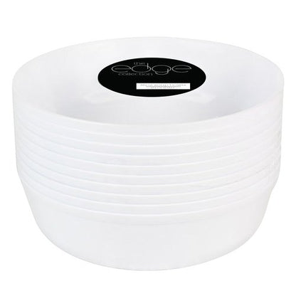 Blue Sky Edge White Bowls - 16 oz (10 Count) Disposable Round Plastic Bowls for Parties, Events & Special Occasions