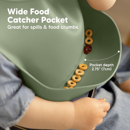 KeaBabies 2-Pack Silicone Bibs for Babies, Toddlers Girl, Boy – Sturdy Food-Grade Baby Bibs for Eating, Large Food Catcher, Clean & Put On Easily, Waterproof Toddler Feeding Essentials (Slate)