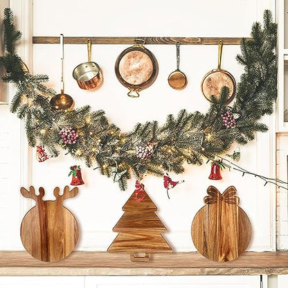 Christmas Themed Cutting Boards Set - Antler, Tree & Bowknot with Handles