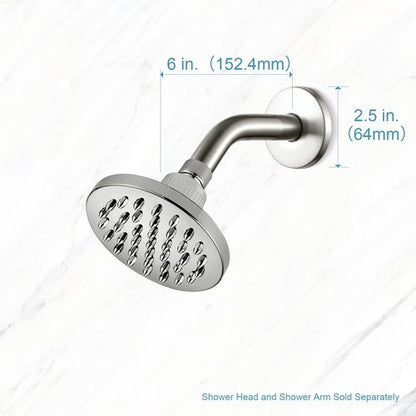 OFFO Shower Arm with Flange, 6 in Brushed Nickel Wall Mount Replacement Angle Shower Head Arm Wall-Mounted For Fixed Shower Head & Handheld Showerhead