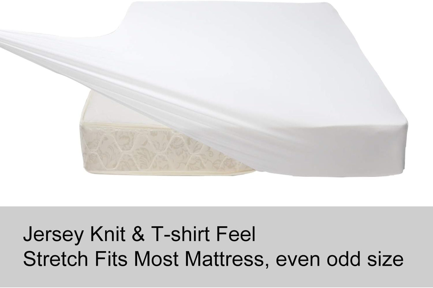 Soft Stretch Queen Size Fitted Sheet - Cozy Jersey Knit, 4-Way Stretch, Deep Fit (5"-16") | White