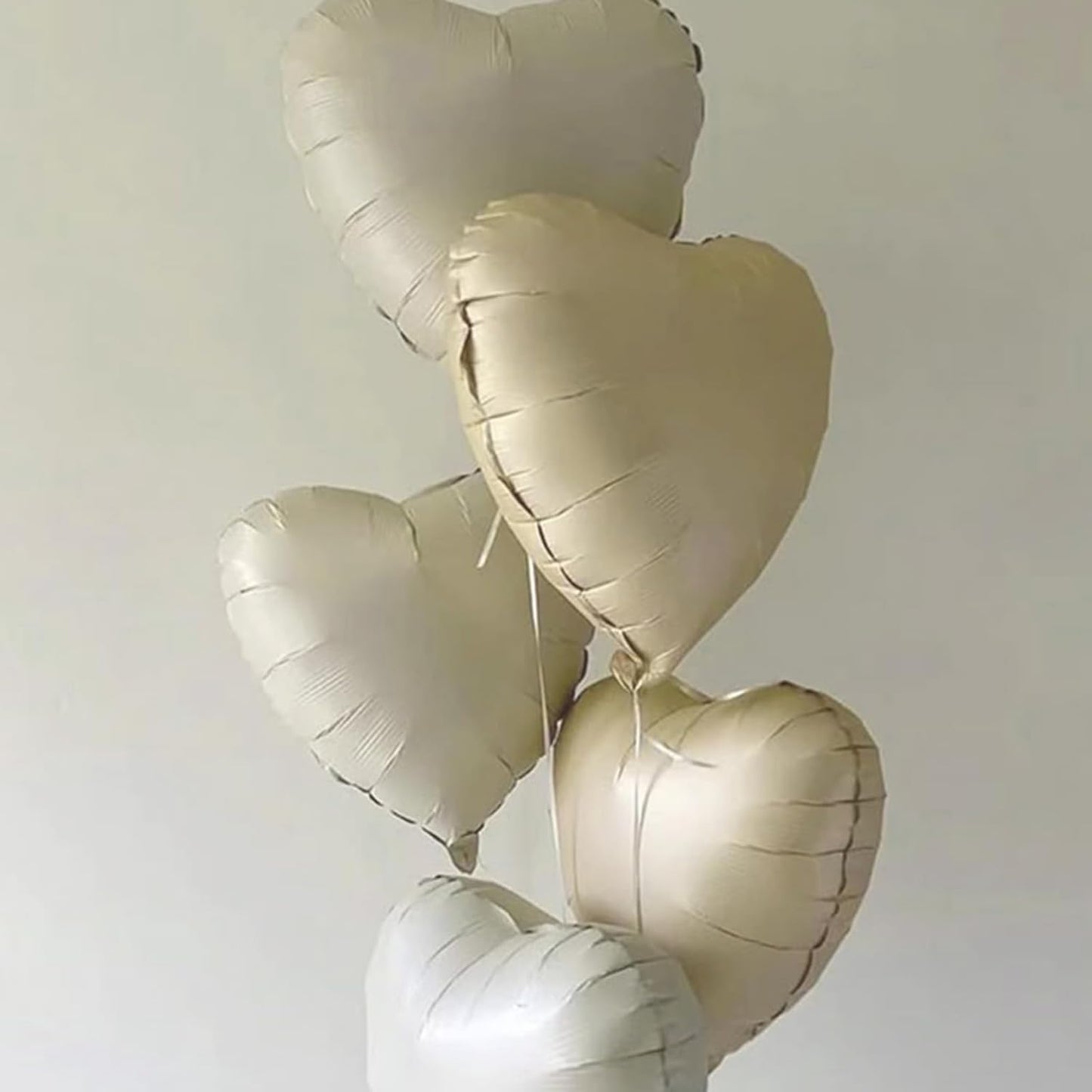Skiennix Cream Heart Balloons - 18 Inch White Foil Heart Balloons | 12PCS Romantic Party Decor