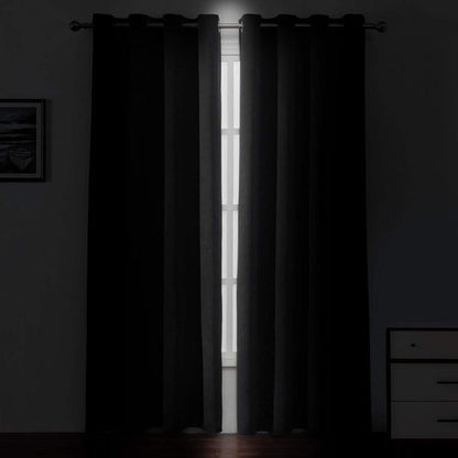 LEMOMO Blackout Curtains - Thermal Insulated Room Darkening Panels | 52 x 84 Inches, Set of 2, Black