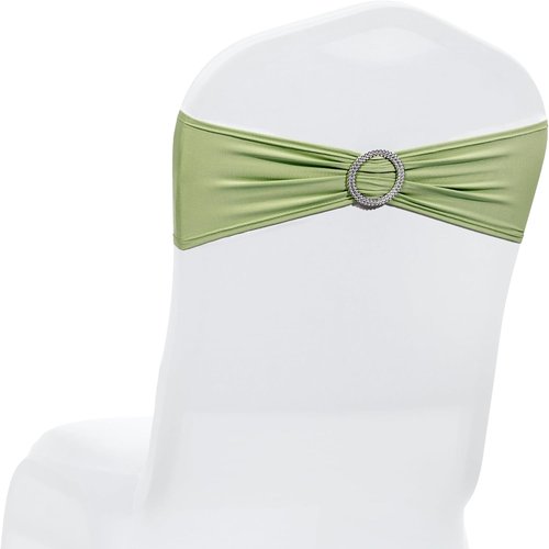 MDS Spandex Chair Sashes - Universal Fit Elastic Stretch Bands with Buckle for Weddings | Sage Green, Pack of 125