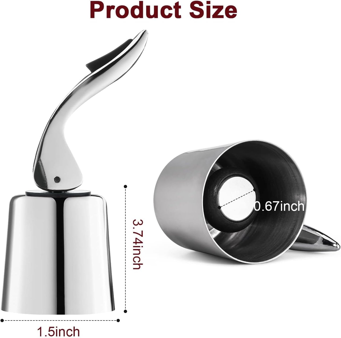 Wine Stoppers for Wine Bottles with Stainless Steel Vacuum Wine Bottle Stopper with Silicone Reusable Wine Corks, Leak proof Keep Fresh Suitable for Red&White Bottle (Silver, 1 Pack)