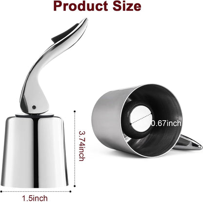 Wine Stoppers for Wine Bottles with Stainless Steel Vacuum Wine Bottle Stopper with Silicone Reusable Wine Corks, Leak proof Keep Fresh Suitable for Red&White Bottle (Silver, 1 Pack)