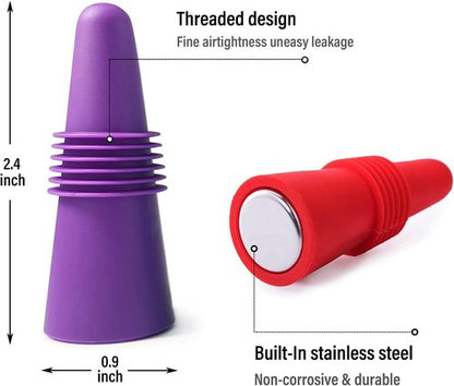 12PCS Wine Stoppers Beverage Bottle Sealer Soft Silicone Wine Bottle Stoppers Corks with Grip Top for Keeping Wine Champagne Fresh