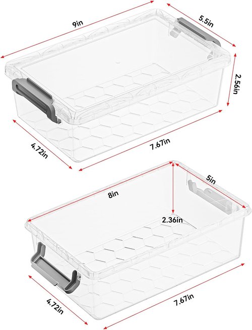 BiuLeon Extra Large Pencil Box Set - Clear Plastic Organizer for Art Supplies | Stackable Craft Storage (Grey)