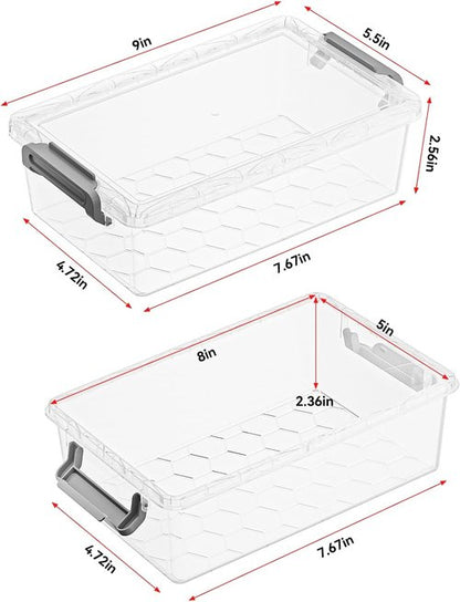 BiuLeon Extra Large Pencil Box Set - Clear Plastic Organizer for Art Supplies | Stackable Craft Storage (Grey)
