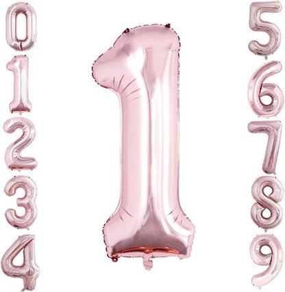 GOER Rose Gold Foil Number Balloons - Huge 1st Birthday Party Decorations | 3 Pack (42", 32", 16")