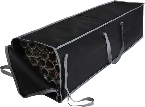 Demao Large Wrapping Paper Storage Bag - 41" Christmas Gift Wrap Organizer | Holds 25 Rolls, Dustproof & Stain-Resistant, Black & Gray Design