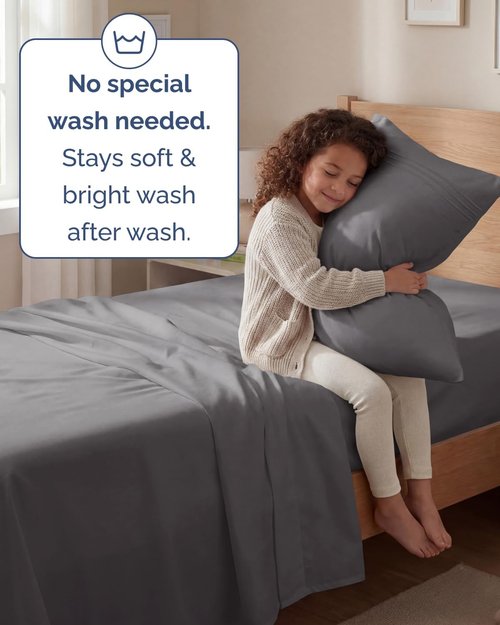 Comfy Twin Size 3-Piece Sheet Set by [Brand Name] - Breathable, Cooling, Ultra-Soft Bedding - Deep Pockets, Wrinkle-Free - Dark Grey