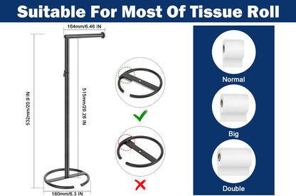 NearMoon Bath Toilet Paper Holder - Modern Standing Tissue Roll Holder with Rustproof Metal Base | Matte Black