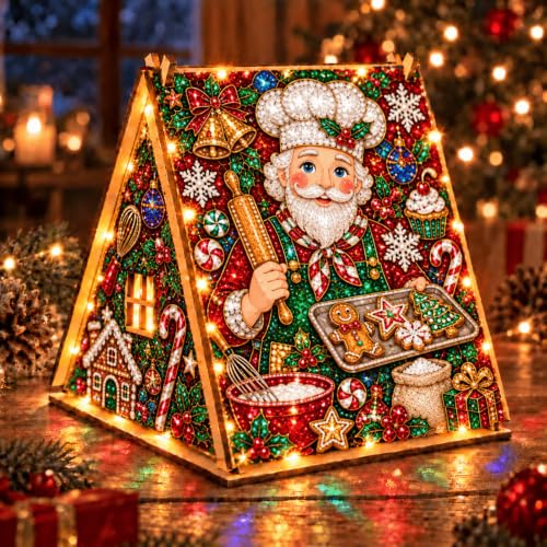DIY Wooden Pearl Diamond Art Kit with Christmas Wreath Variation