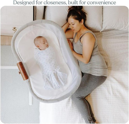 HALO BassiNest Luxe Swivel Sleeper - 360° Rotating Baby Bassinet with Vibrations & White Noise, Dove Grey Tweed
